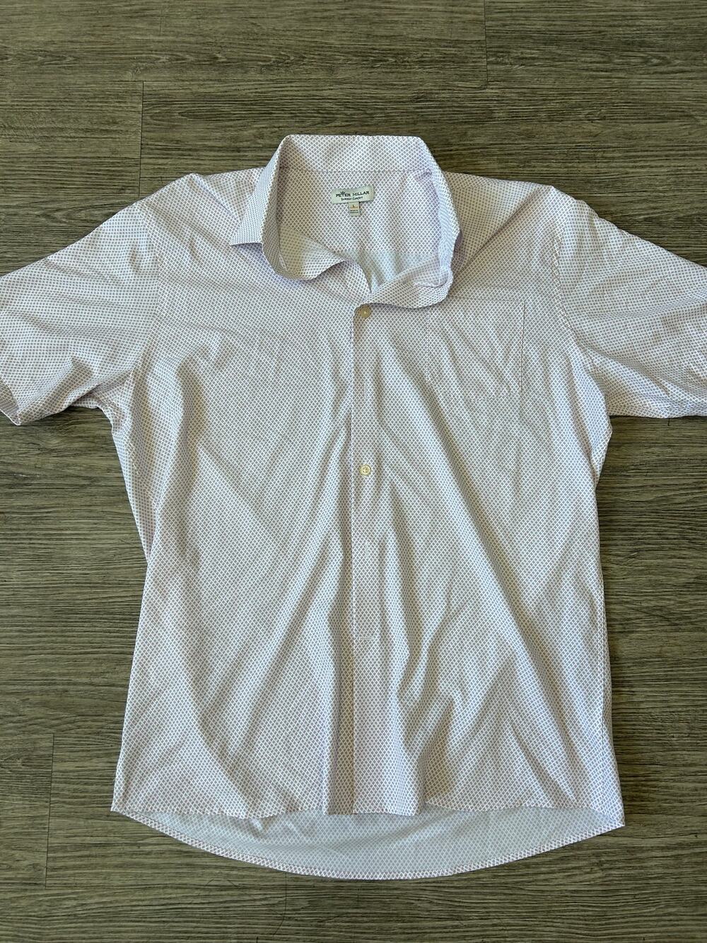 ⁠Peter Millar Summer Comfort Mens Shirt Large Short Sleeve Geometric Button Down
